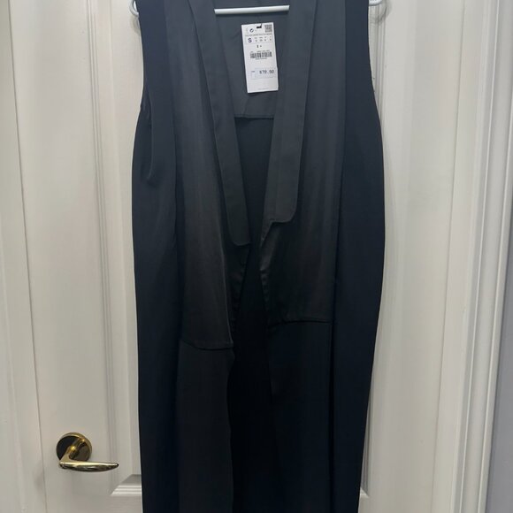 BNWT Zara Long Black Dress Coat Vest like Aritzia All Saints Size S - Picture 7 of 7
